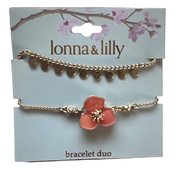 lonna & lilly Pink Flower Bracelet Duo NWT - Picture 2 of 3